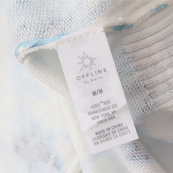 AERIE OFFLINE Oversized Crew Sweater M Marbled Blue Tie Dye Pullover NWT B68 - Picture 5 of 6